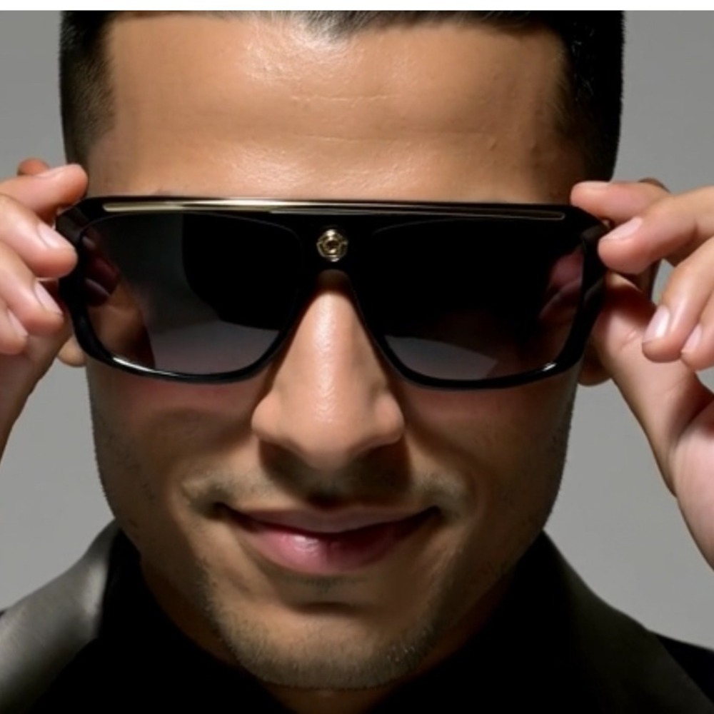 Square‎ Men Sunglasses Flat Top Shield Gold Accents UV400 Protection Hip Hop New